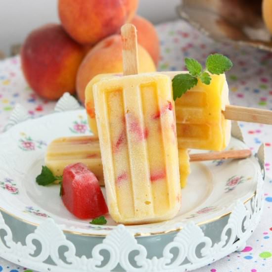 Peach Strawberry Popsicles