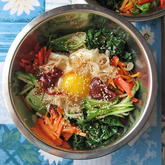 Easy Healthy Kale Bok Choy Bibimbap