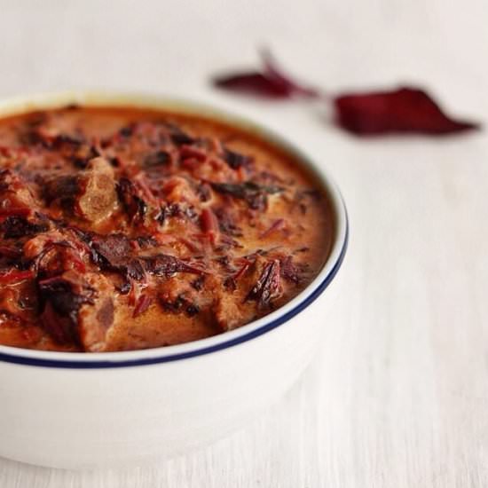 Lamb curry with amarnath leaves