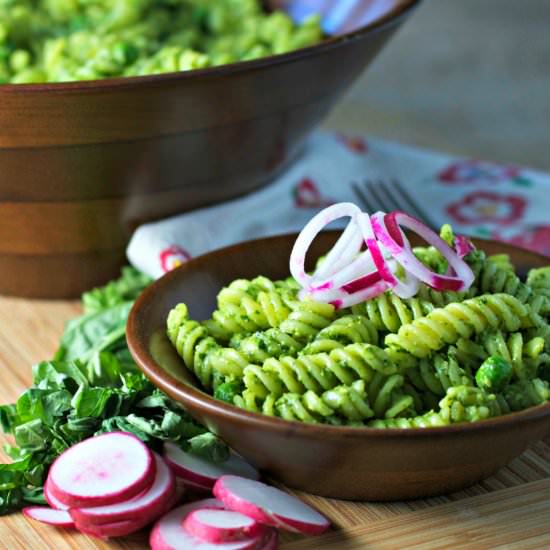 Sorrel Pesto and Pea Pasta Salad