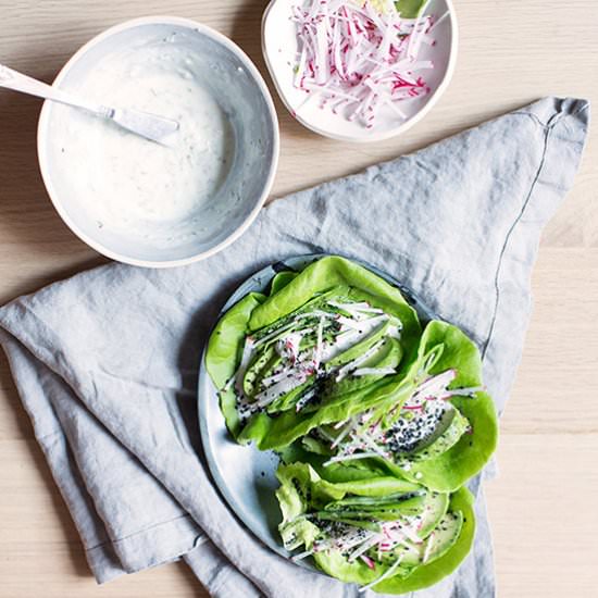 Avocado + Snap Pea Lettuce Wraps