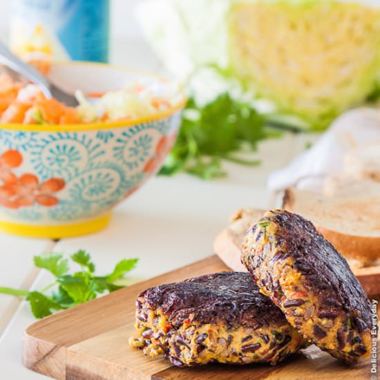 Thai Pumpkin Black Rice Burgers