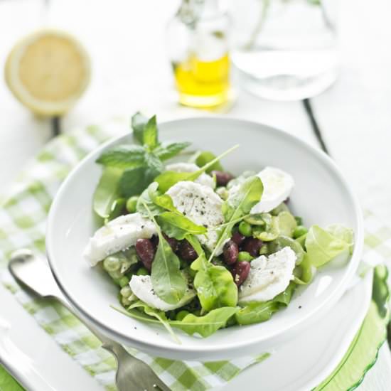Salad with beans and goat cheese