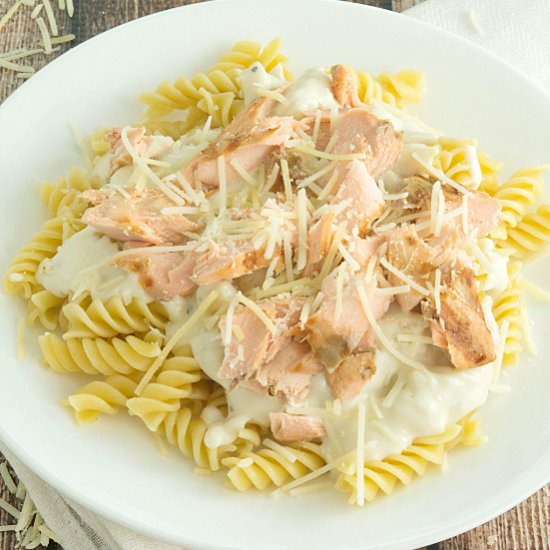 Creamy Grilled Salmon Pasta