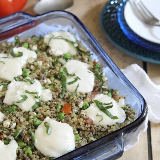 Meaty Pesto Quinoa Bake