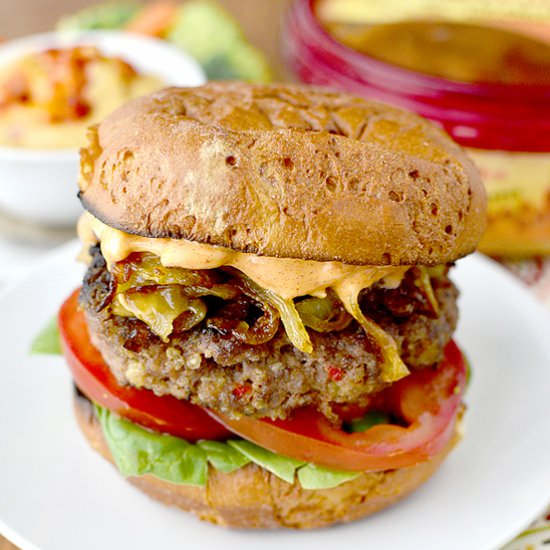 Roasted Red Pepper Hummus Burgers