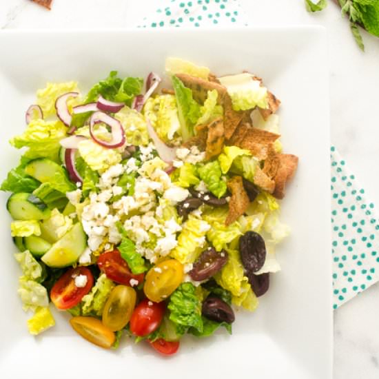 Greek Pita Chip Panzanella Salad