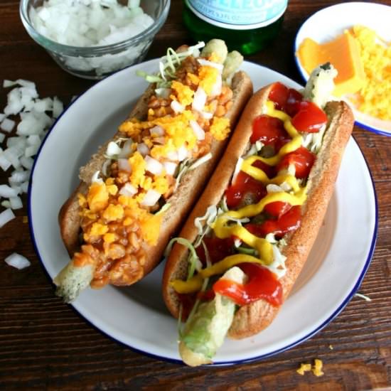 Asparagus Hot Dogs and Chili Dogs