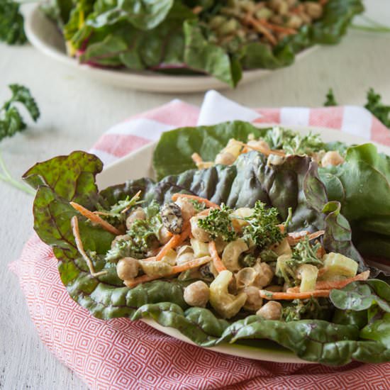 Curried Chickpea Salad Chard Wraps