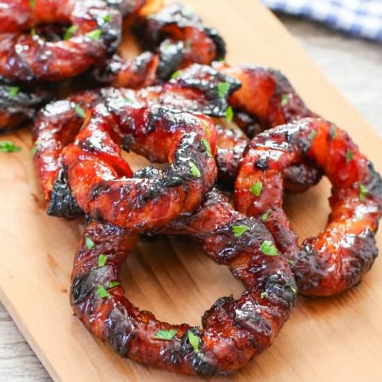 Sriracha Bacon Wrapped Onion Rings