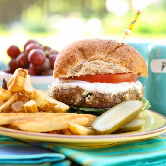 Lamb Burgers with Goat Cheese