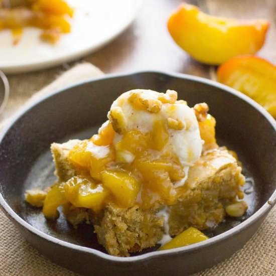 Blondie with Peach Compote