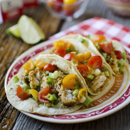 Tortilla Crusted Fish Tacos