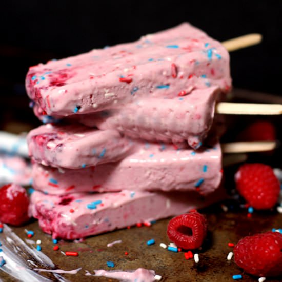 Raspberry and Cream Popsicles