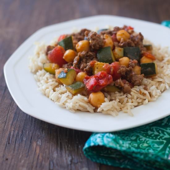 Chickpea, Beef & Vegetable Skillet