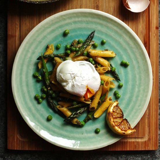 Asparagus Penne with Poached Egg