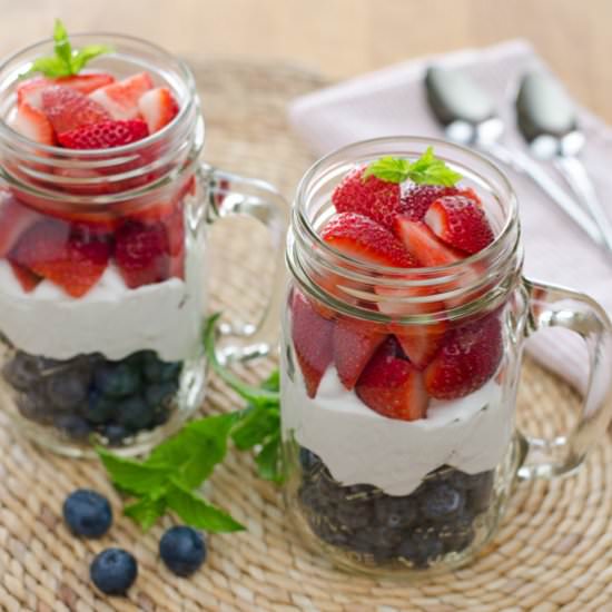 Red, White and Blue Berries and Cream