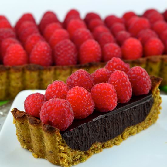 Vegan Raspberry Chocolate Tart