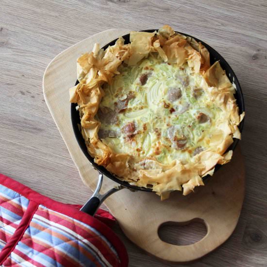 Sausage & Onion Filo Tart