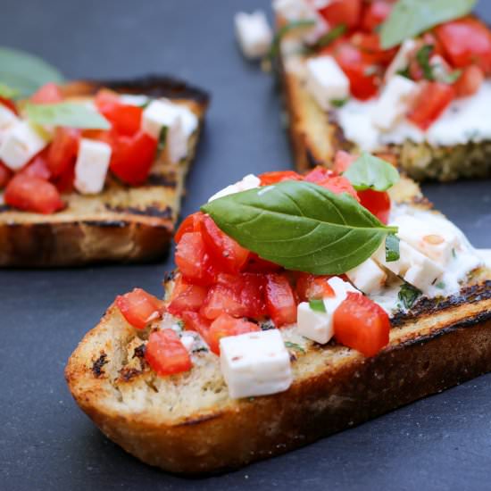 Tomato, Feta, And Garden Herb Toast