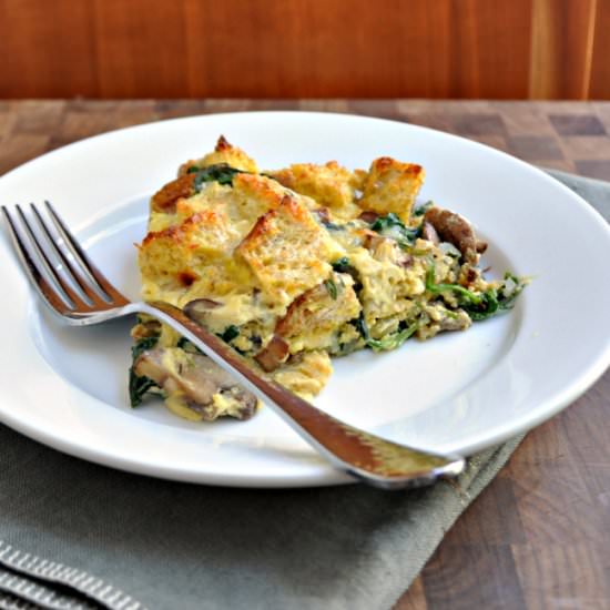 Kale, Mushroom & Gruyere Strata