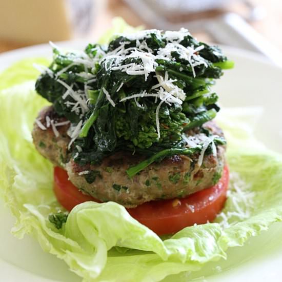 Broccoli Rabe Turkey Burgers