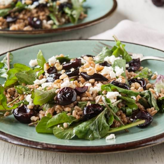 Roasted Cherries, Farro, & Arugula