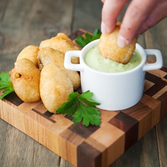 Fried Pickles w Green Goddess Aioli