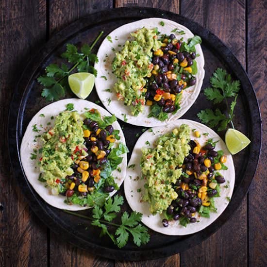 Loaded Guacamole Vegetarian Tacos