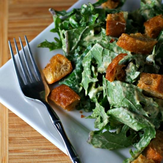 Vegan Kale Caesar Salad