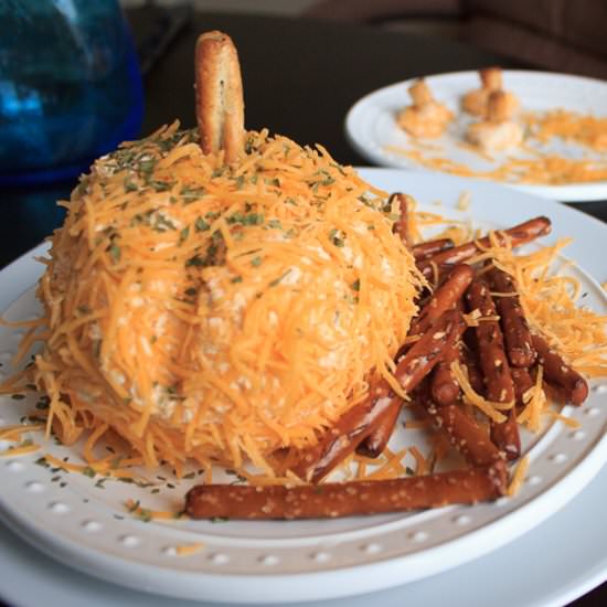 Pumpkin shaped cheeseball