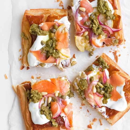 Cold Smoked Trout Pizza Tart