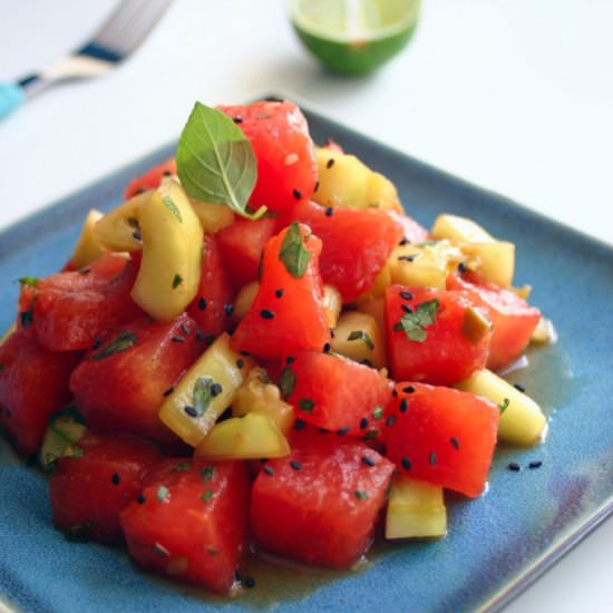 Hoisin Cucumber Watermelon Salad