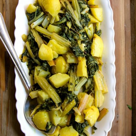 Spicy swiss chard with potatoes