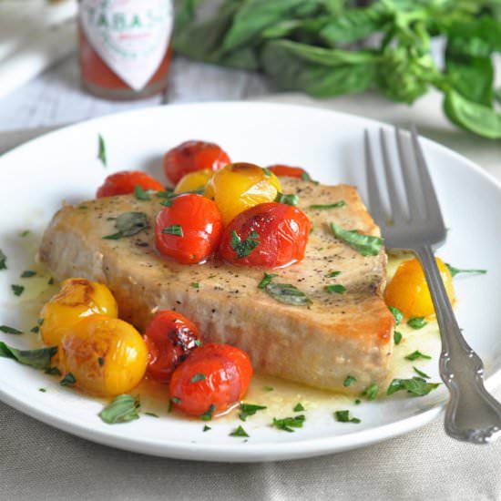 Swordfish with Charred Tomatoes