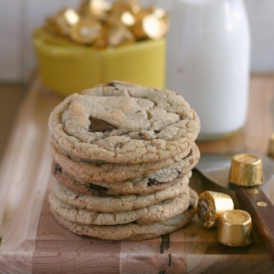 Caramel Stuffed Choc Chunk Cookies