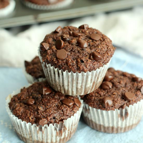 Double Chocolate Banana Bran Muffin