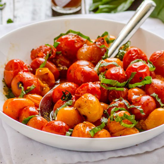 Grilled Maple Basil Cherry Tomatoes