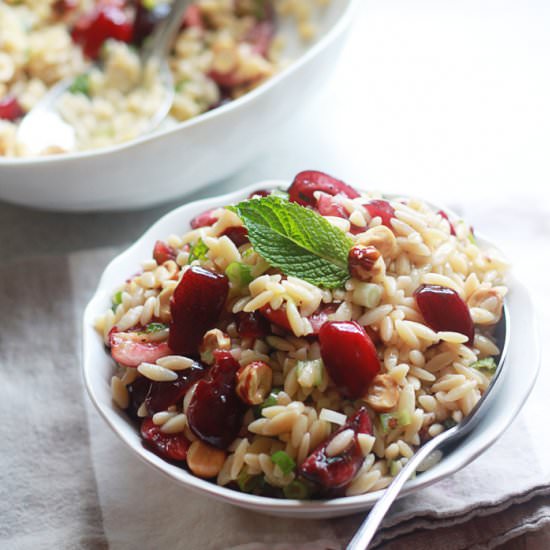 Cherry Hazelnut Orzo Salad