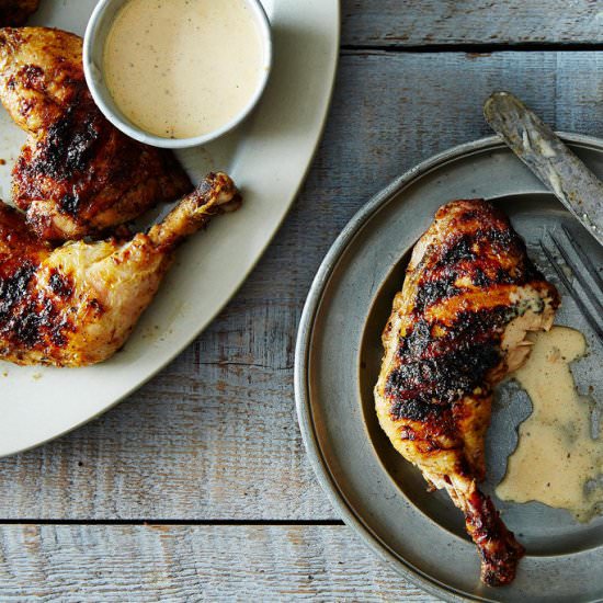 Barbecue Chicken with White Sauce