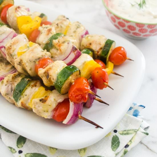 Greek Chicken Skewers {Souvlaki}