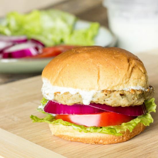 Chicken Gyro Burgers with Tzatziki