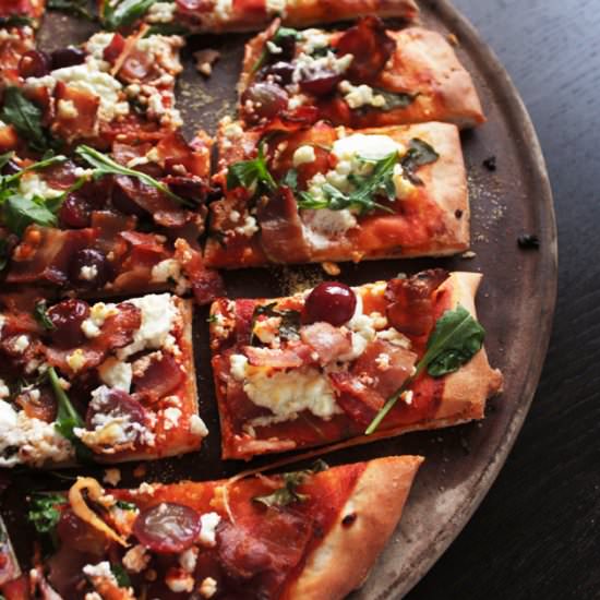 Bacon, Grape & Goat Cheese Pizza