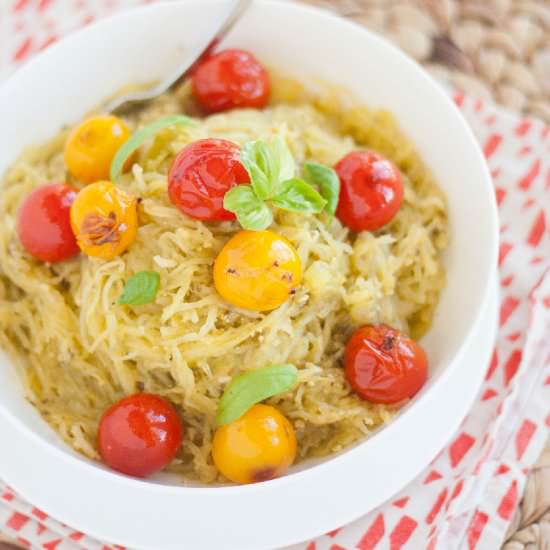 Paleo Spaghetti Squash with Pesto