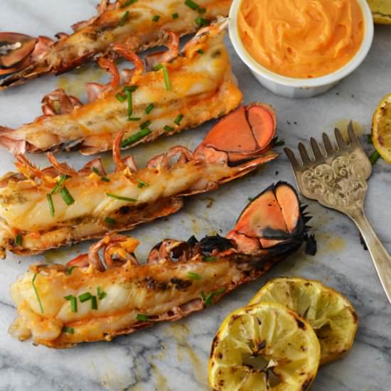 Grilled Lobster Tails with Sriracha