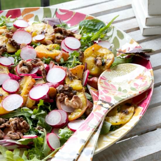 Honeyed Rhubarb Grilled Peach Salad