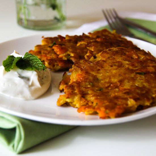 Spiced Kohlrabi & Carrot Fritters