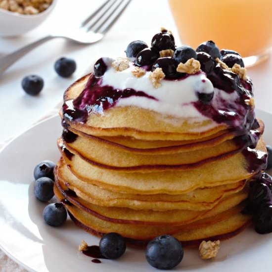 Browned Butter Pancakes w/ Compote