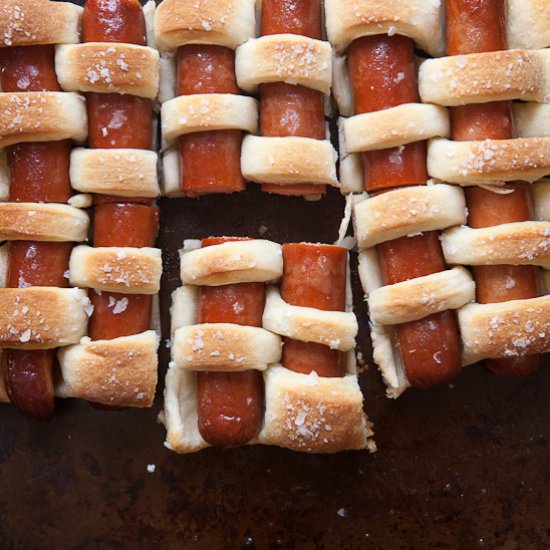 Pretzel Woven Hot Dogs
