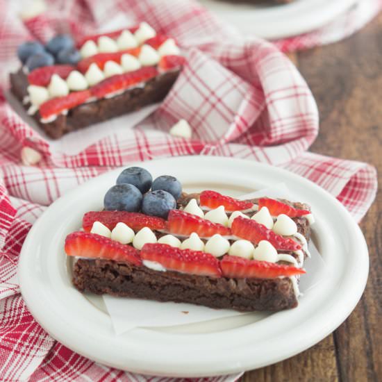Fudgy flag brownie tarts